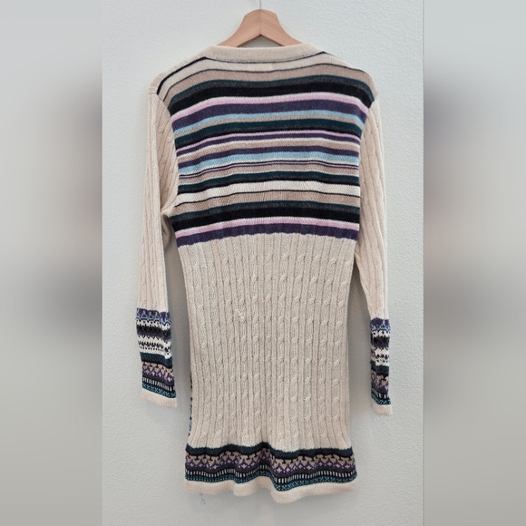 NOVICA Patchwork Ivory and Multi-Color Patchwork 100% Alpaca Knit Cardigan XL - Picture 4 of 16